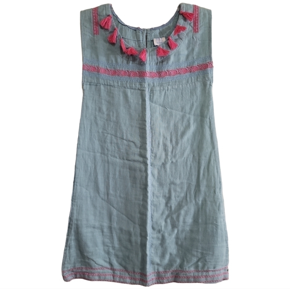 Mer St. Barth Cotton Embroidered Tassel Dress Small Natural Breathable